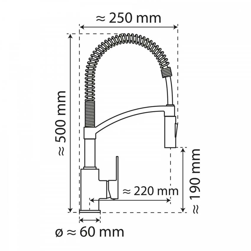 Robinet de cuisine Wasserwerk WK 3 noir mat/or rose avec bec extractible