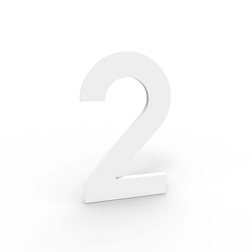Huisnummer 2 eSafe aluminium wit 10cm / 4mm dikte