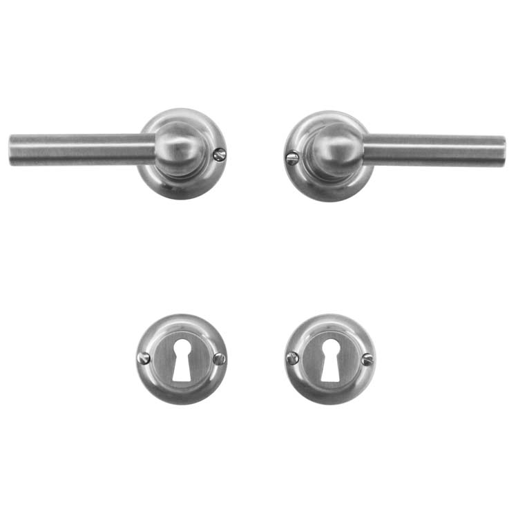 Poignée de porte pro pienza nouveau L+L look inox rosace barbe