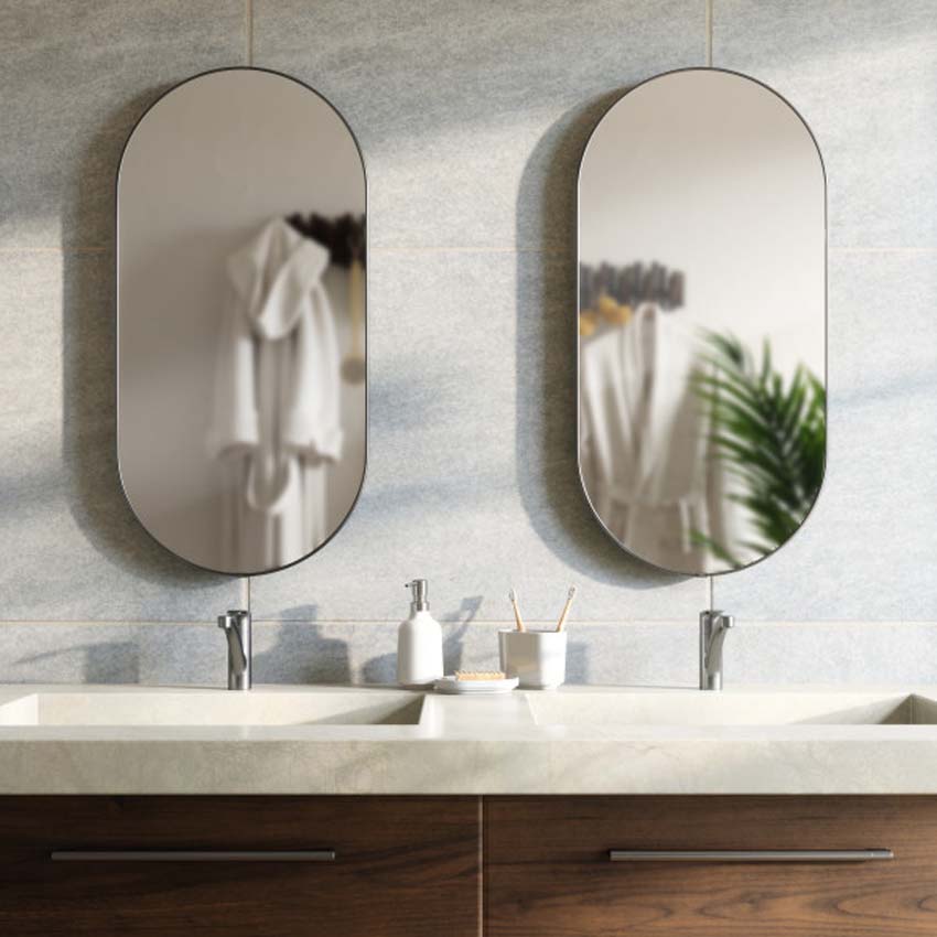 Miroir Umbra Hubba ovale titane 91x45cm