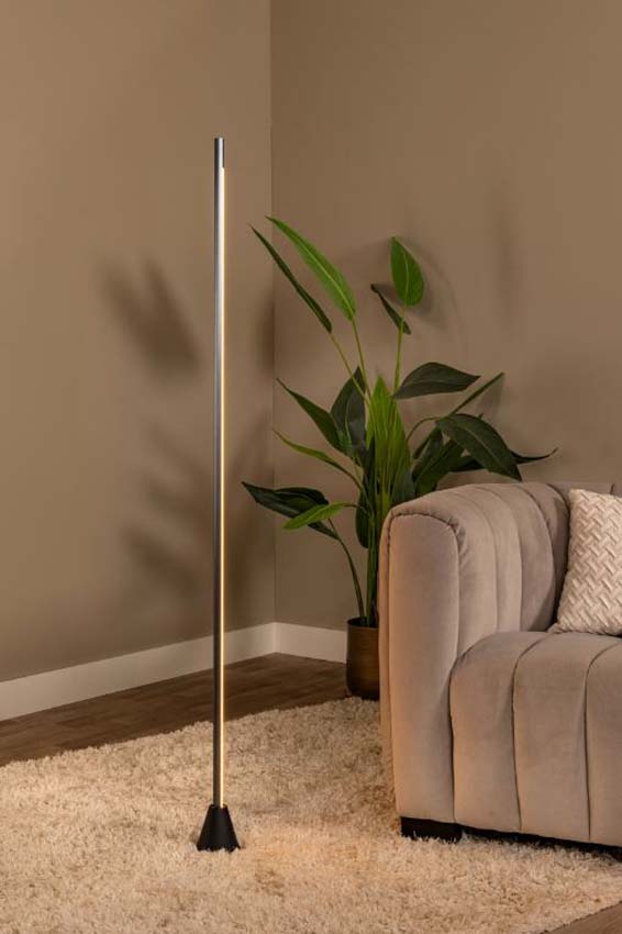Lucide Vibes Equinox - Staande lamp - LED Dimbaar - CCT - 1x26W 2700K/4000K - Handbewegingssensor - Grijs ijzer
