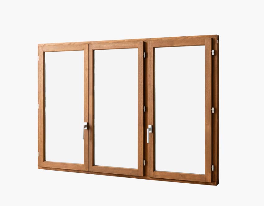 Fenêtre battant bois Meranti Trae 3 vantaux 55mm naturel 1800 x 1200mm