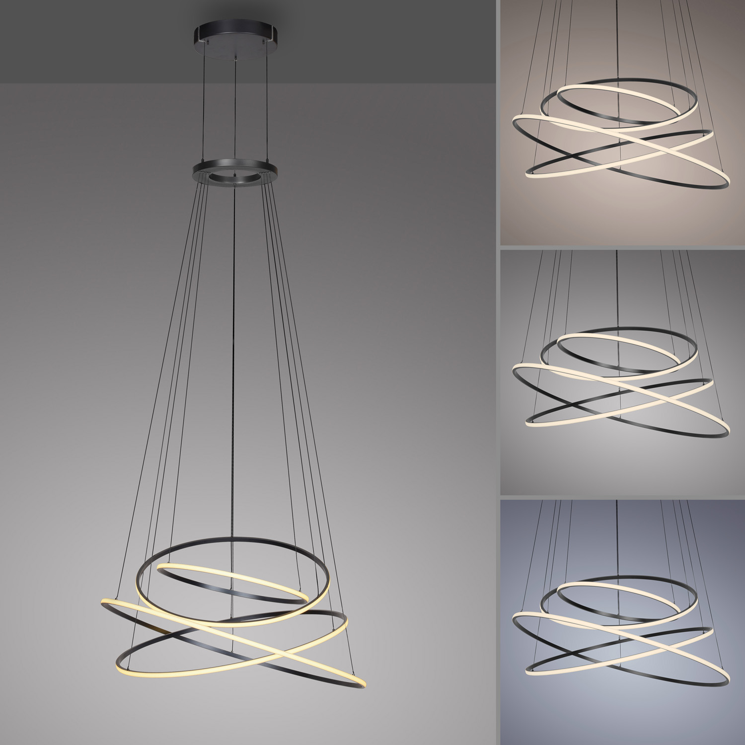 Suspension - gris - Ø110cm - dimmable - LED - 1x53W - 2700-5000K