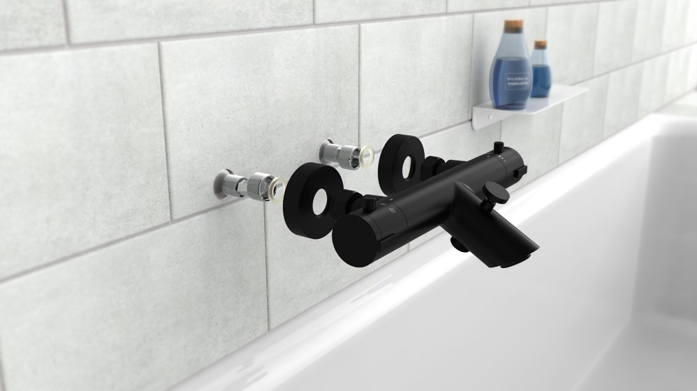 Robinet de baignoire-douche Levi thermostatique noir mat