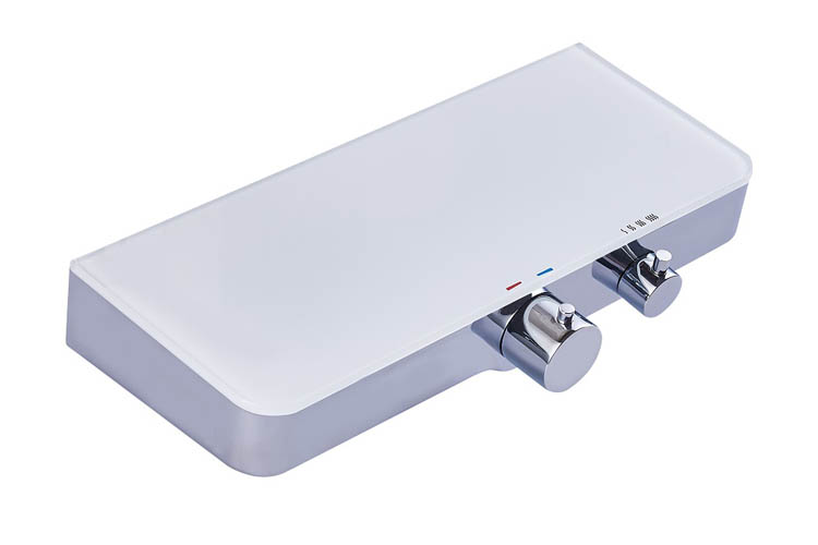 Robinet de douche thermostatique avec planchet Olfa chrome/blanc Robinet de douche thermostatique avec planchet Olfa chrome/blanc
