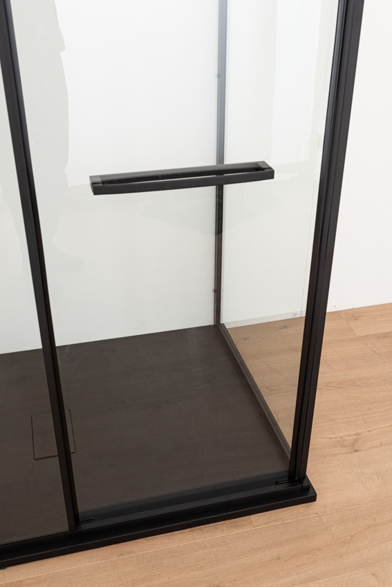 Douchehoek Ares met plaatsbesparende deur mat zwart 90x90x190cm