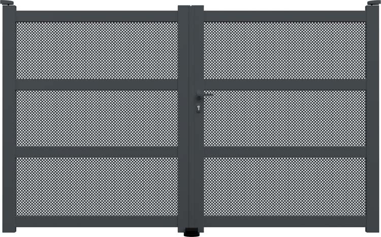 Portail double Montera aluminium anthracite sur mesure ouverture à droite - motorisable