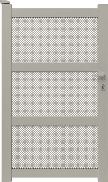 Portail simple Montera aluminium gris soie sur mesure ouverture à gauche