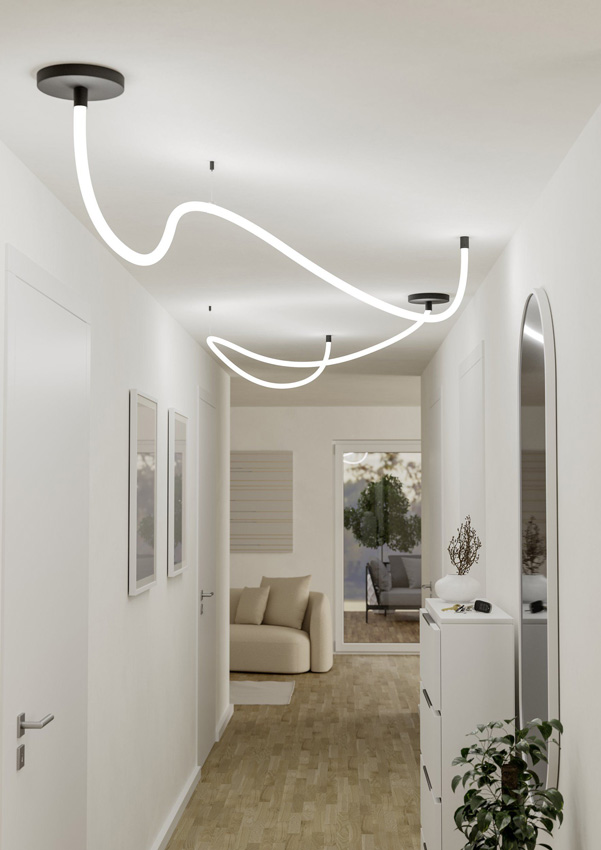 Hanglamp - zwart/wit - L300xØ2,2cm - LED - 1x30W - 4000K