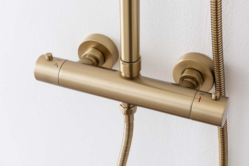 Doucheset Melody thermostatisch brushed gold