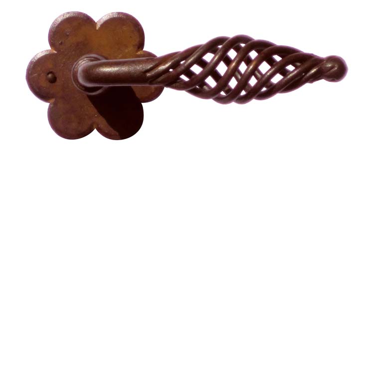 Poignée de porte pro tarente rouille fleur sans rosace