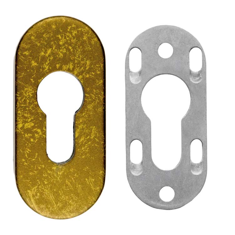 Plaque cylindre de sécurité pro ovale vieux jaune 6mm