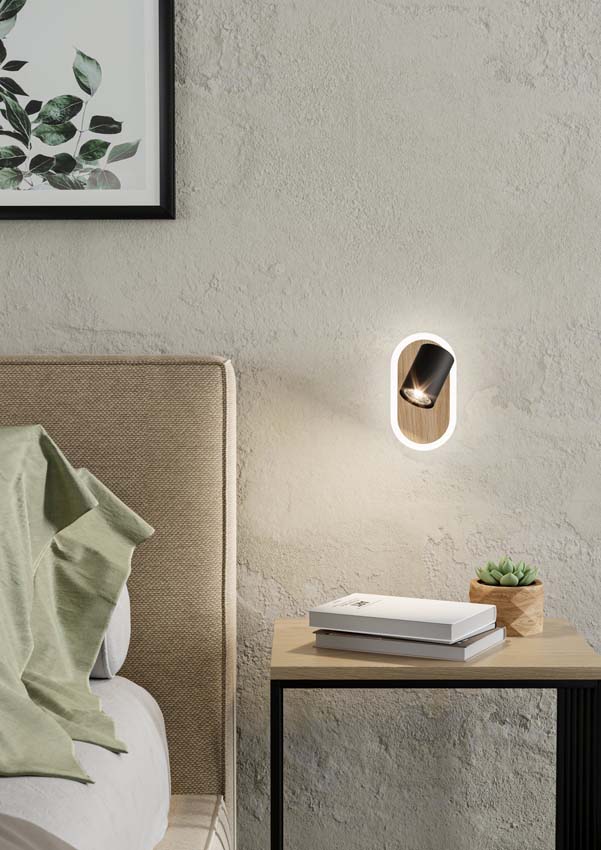 Wandlamp - Zwart/bruin - 18x14x10cm - Dimbaar - LED - 1x7W - 850lm - 3000K