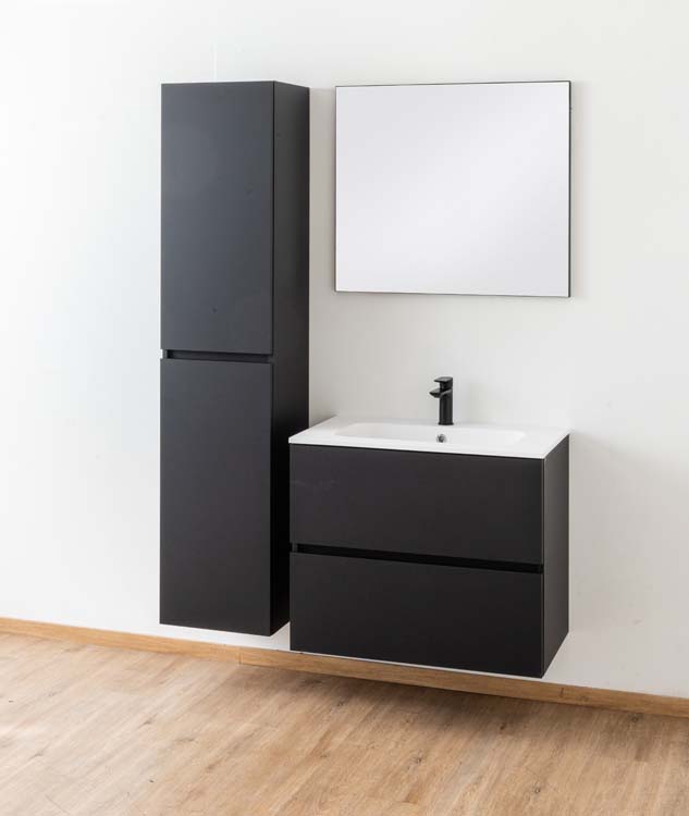 Meuble salle de bain Puro noir mat 800mm lavabo mat