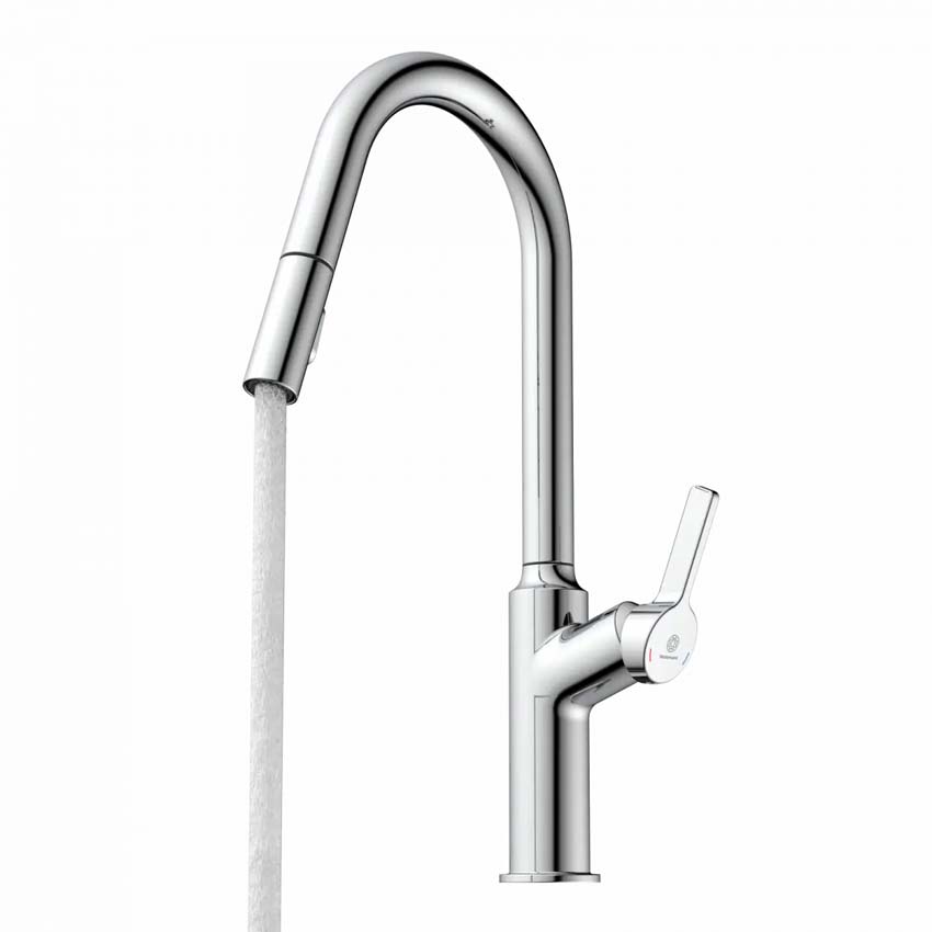 Keukenkraan Wasserwerk WK 12 chroom met uittrekbare uitloop