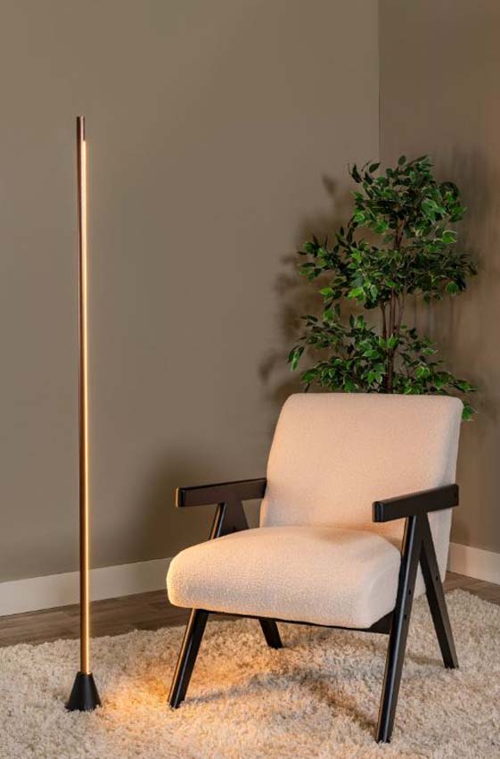 Lucide Vibes Equinox - Staande lamp - LED Dimbaar - CCT - 1x26W 2700K/4000K - Handbewegingssensor - Koffie