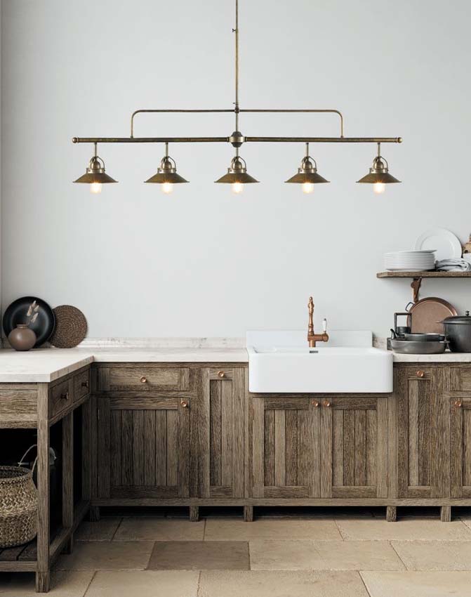 Suspension - Laiton - L140cm - Dimmable - E27 - 5x60W