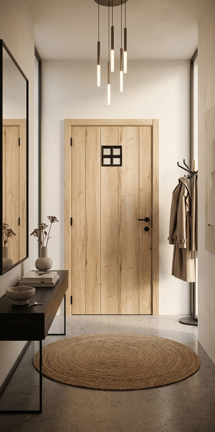 Porte intérieure complète Realwood Oak 4500 verre mat 201,5x68cm tubulaire réversible + châssis 20cm