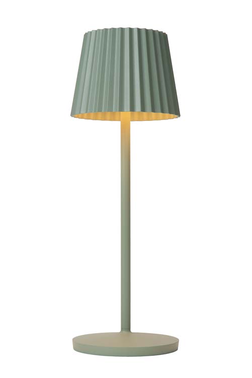 JUSTINE - Oplaadbare Tafellamp Buiten - Accu/Batterij - LED Dimb. - 1x2W 2700K - IP54 - Met draadloos oplaadstation - Groen