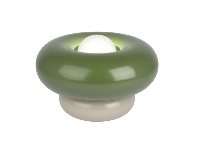 Lampe de table - vert/beige - Ø25x15cm - dimmable - E27 - 1x60W