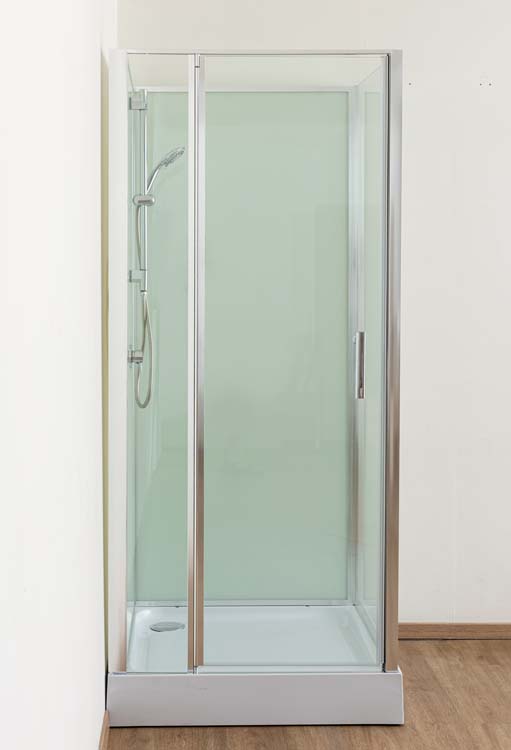 Cabine de douche Anik gauche chrome/blanc porte tournante 90x90x205cm