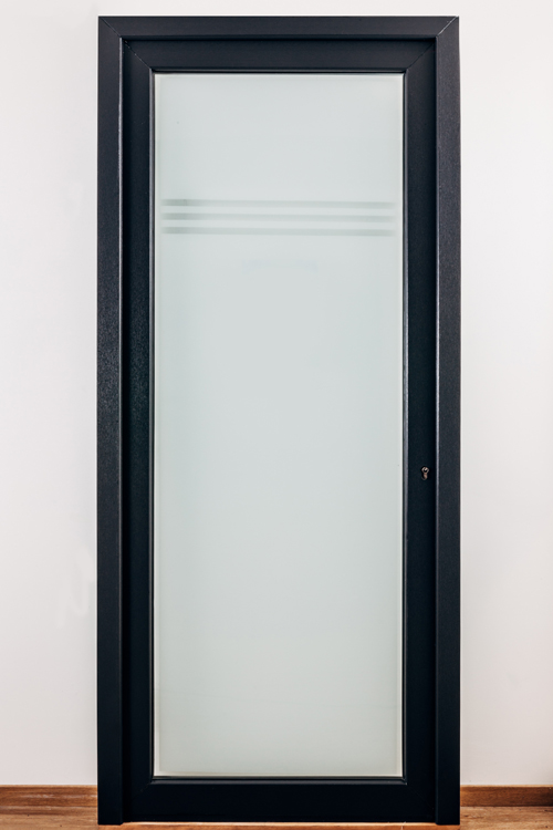 Porte extérieure pvc anthra/blanche mat 3 lignes claires D SUR MESURE Porte extérieure pvc anthra/blanche mat 3 lignes claires D SUR MESURE