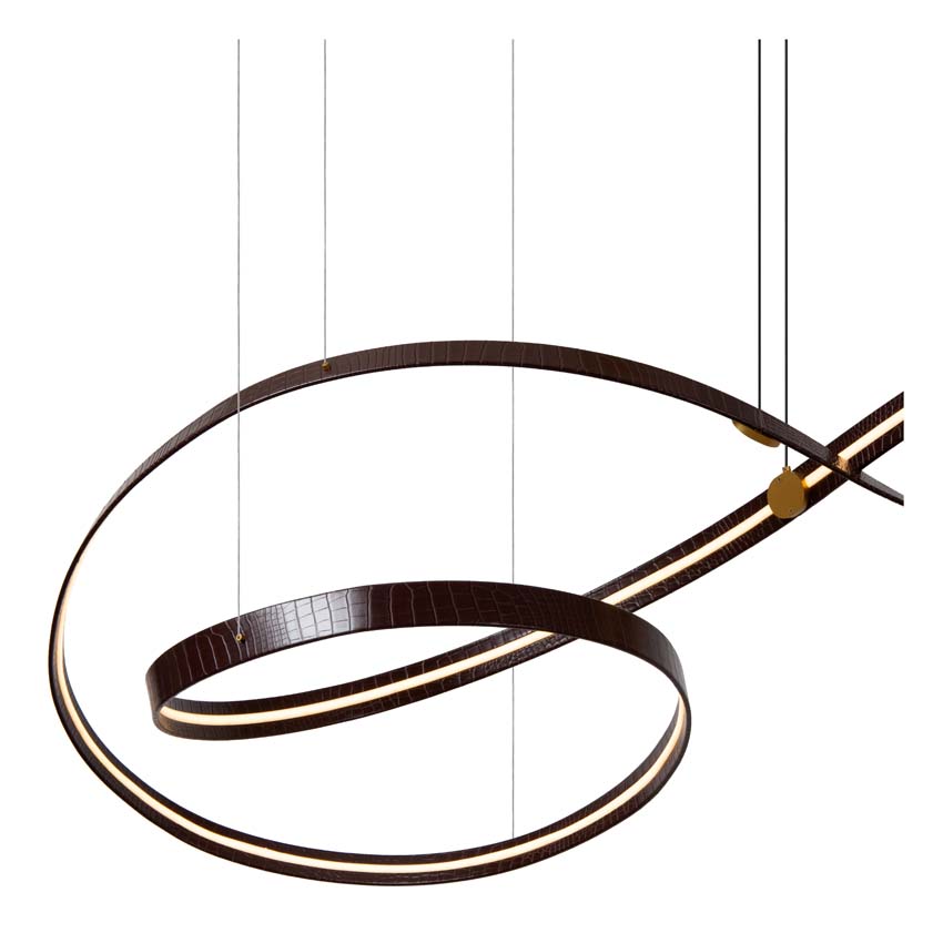 Lucide Premium Slalom - Hanglamp - LED Dimbaar - CCT - 1x80W 2200K/4000K - Koffie