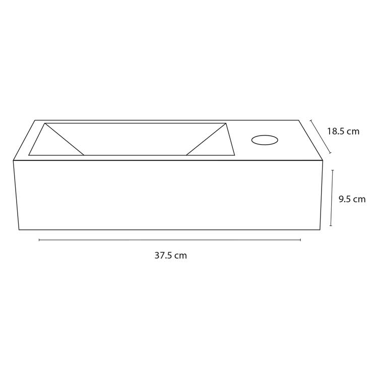 Lave-mains Sofie marbre blanc 9,5x37,5x18,5cm
