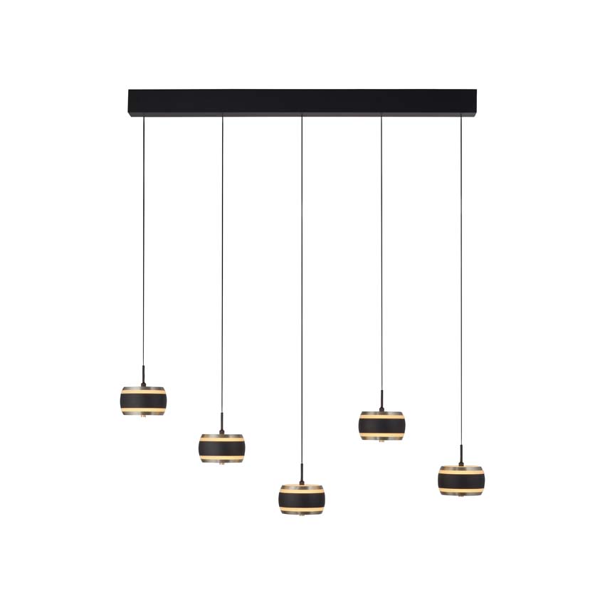 Suspension Easy Lift - Noir - 101cm - Dimmable - 5x8W - 2200-5000K - avec télécommande