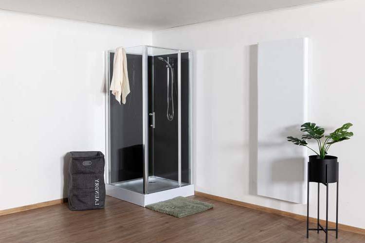 Douchecabine Anik rechts chroom/zwart draaideur 90x90x205cm