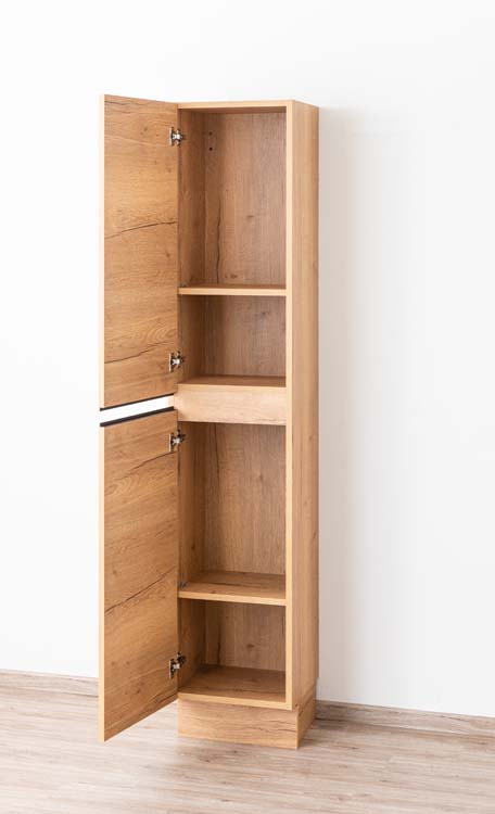 Armoire colonne Daria aspect chêne brun doré sur pied 185x40x32cm