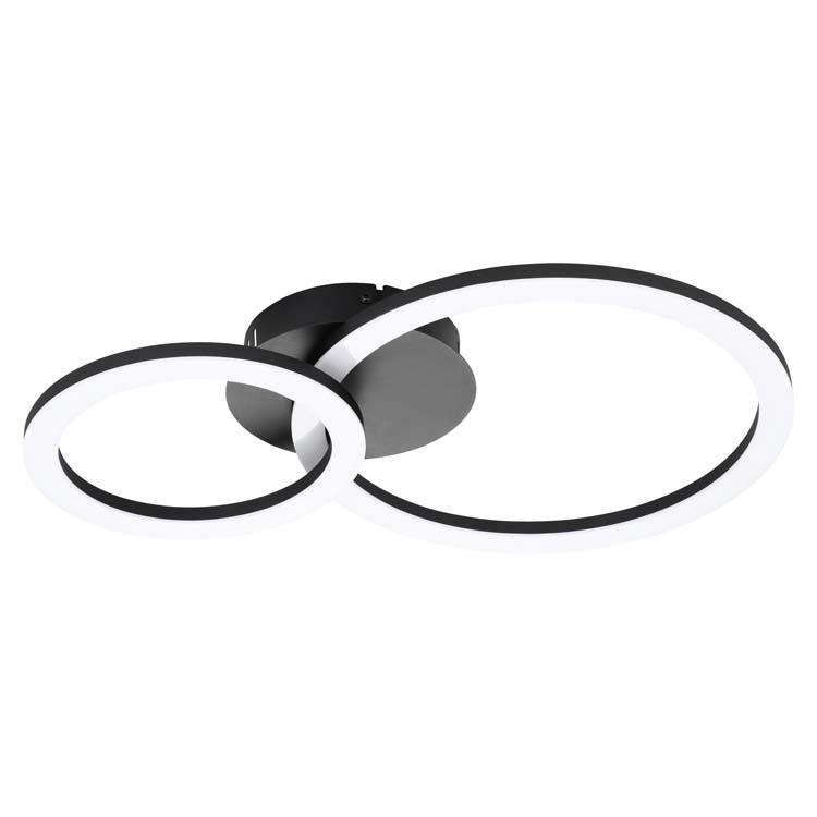 Plafondlamp LED Zwart/wit - dimbaar - 2 cirkels