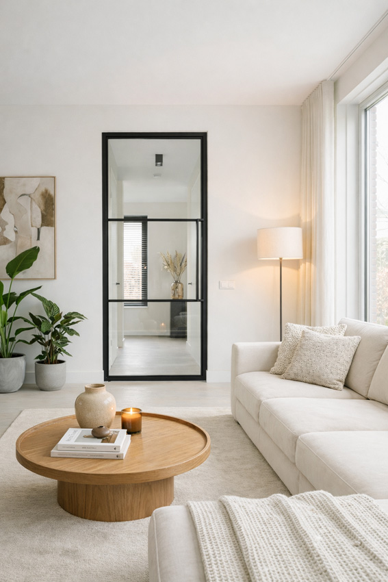 Porte intérieure simple en acier Tirza noir 3R pivotante sur mesure