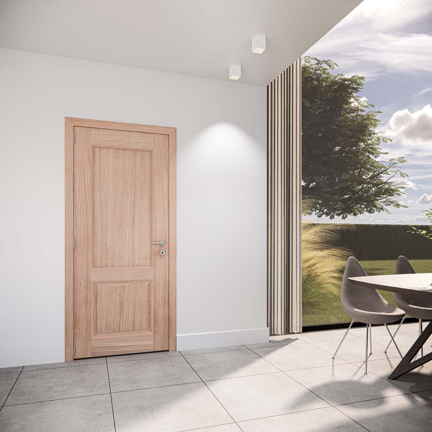 Complete binnendeur Versailles fineer eik 201,5x83cm massief hout omkeerbaar + deurkast 16,5cm