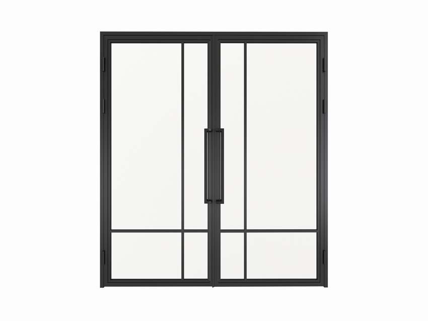 Porte intérieure double en acier Tara noir 2x4V poussant à gauche sur mesure