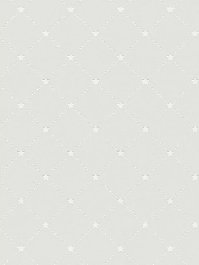 Vinyle sur papier peint intissé carreaux + étoiles blanc/beige 0,53x10m