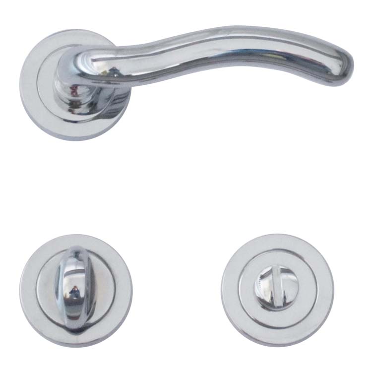 Poignée de porte pro latina chrome avec serrure toilette
