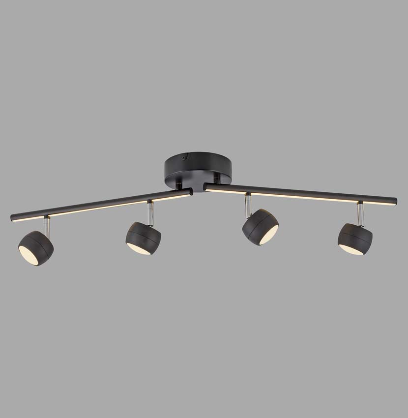 Opbouwspot - zwart - 13x75cm - dimbaar - 4x5,35W - 3000K