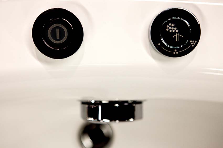 Hoekbad Oliver mat wit met whirlpool 150x150cm