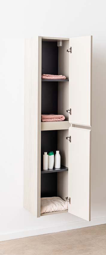 Armoire colonne Amelia gris fumé suspendue 170x40x35cm