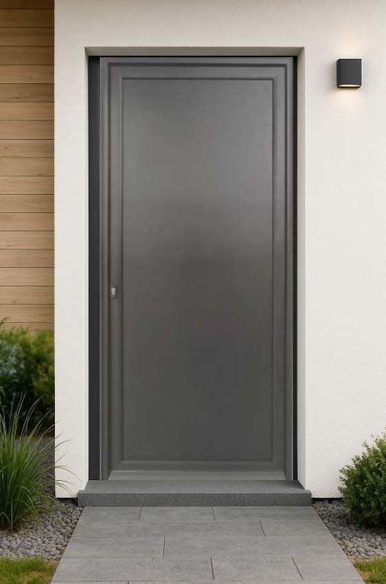 Buitendeur Tavira aluminium vlak paneel antraciet 960x2180mm rechts duwend