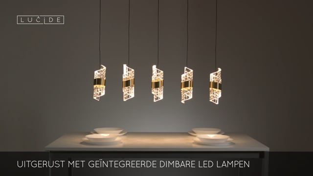 KLIGANDE - Hanglamp - LED Dimb. - 5x7,8W 2700K - Mat Goud / Messing KLIGANDE - Hanglamp - LED Dimb. - 5x7,8W 2700K - Mat Goud / Messing