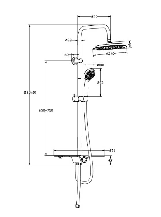Doucheset Ayse chroom/antraciet