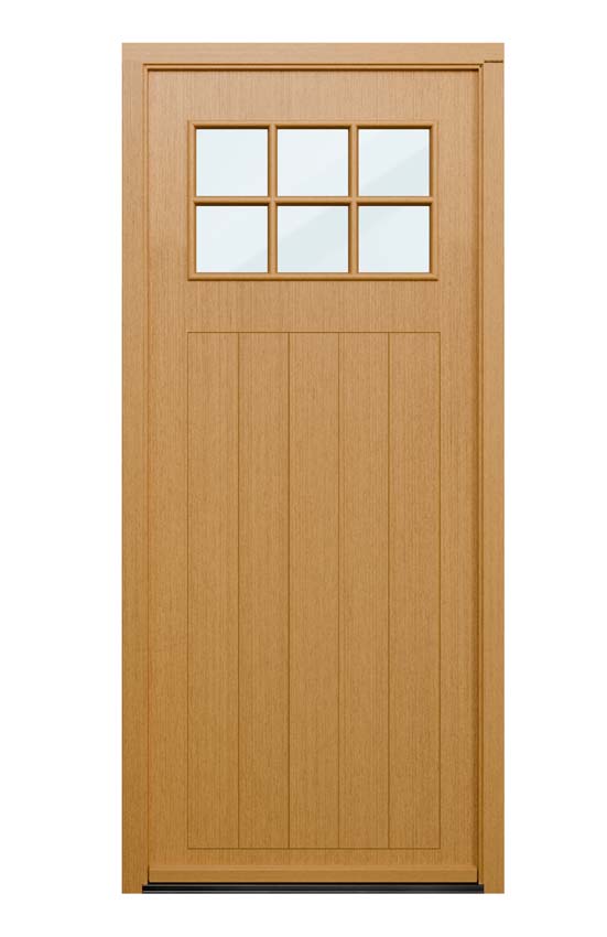 Porte extérieure Alva meranti naturel vitrage clair droite sur mesure