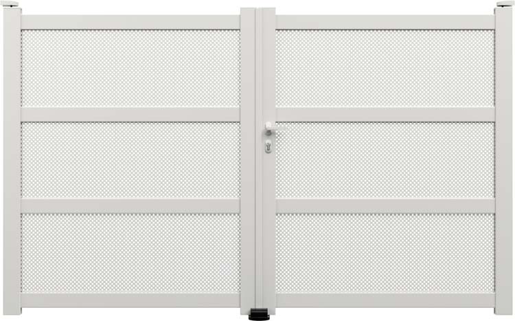 Portail double Montera aluminium blanc sur mesure ouverture à droite - motorisable