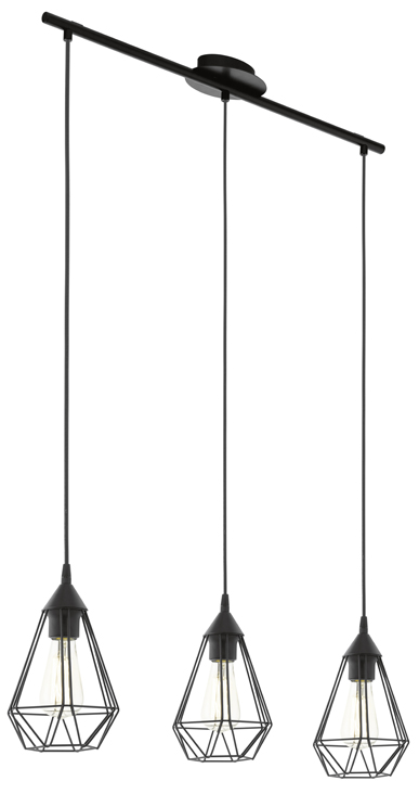 Luminaire suspendu noir 3 lampes