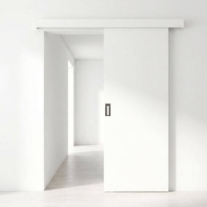 Complete enkele schilder schuifdeur Albero 93x211,5cm + rail + afdekplaat wit