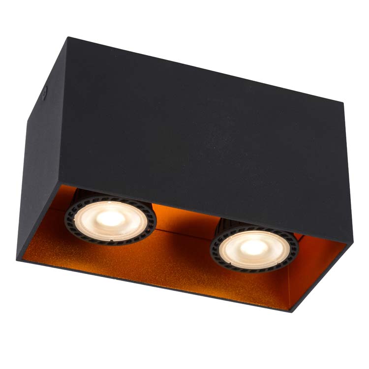 Plafondlamp - zwart/rood - vierkant - 2xGU10 - 50W