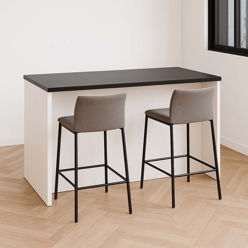 Îlot de cuisine Plenti blanc/noir 154,5cm