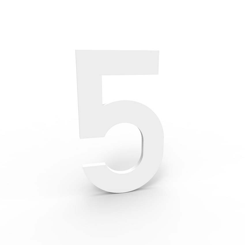Numéro de maison 5 eSafe en aluminium blanc 10cm / épaisseur 1,5mm